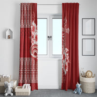 Tonga Ngatu Kupesi Royal Red Window Curtain Koe Otua Mo Tonga Ko Hoku Tofia