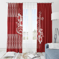Tonga Ngatu Kupesi Royal Red Window Curtain Koe Otua Mo Tonga Ko Hoku Tofia