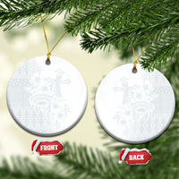Tonga Ngatu Kupesi White Sunday Fakame Ceramic Ornament Koe Otua Mo Tonga Ko Hoku Tofia LT7 Circle White - Polynesian Pride