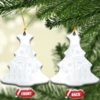 Tonga Ngatu Kupesi White Sunday Fakame Ceramic Ornament Koe Otua Mo Tonga Ko Hoku Tofia LT7 Christmas Tree White - Polynesian Pride
