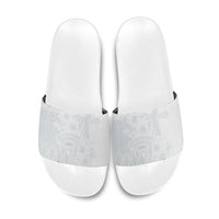 Tonga Ngatu Kupesi White Sunday Fakame Slide Sandals Koe Otua Mo Tonga Ko Hoku Tofia LT7 White - Polynesian Pride