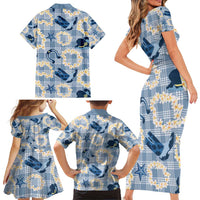 Aloha Hawaii Paniolo Jeans Palaka Family Matching Short Sleeve Bodycon Dress and Hawaiian Shirt Coastal Rodeo - Polynesian Pride