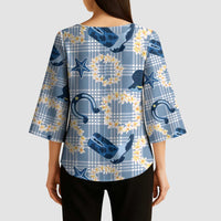 Aloha Hawaii Paniolo Jeans Palaka Kimono Sleeve Blouse Coastal Rodeo - Polynesian Pride