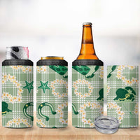 Aloha Hawaii Paniolo Mint Palaka 4 in 1 Can Cooler Tumbler Coastal Rodeo - Polynesian Pride