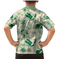 Aloha Hawaii Paniolo Mint Palaka Family Matching Mermaid Dress and Hawaiian Shirt Coastal Rodeo - Polynesian Pride