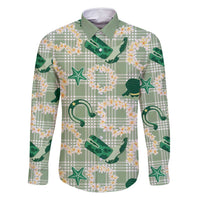 Aloha Hawaii Paniolo Mint Palaka Family Matching Mermaid Dress and Hawaiian Shirt Coastal Rodeo - Polynesian Pride