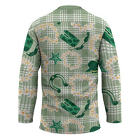 Aloha Hawaii Paniolo Mint Palaka Hockey Jersey Coastal Rodeo - Polynesian Pride