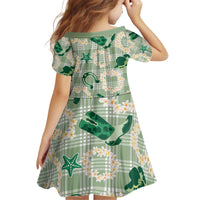 Aloha Hawaii Paniolo Mint Palaka Kid Short Sleeve Dress Coastal Rodeo - Polynesian Pride