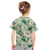 Aloha Hawaii Paniolo Mint Palaka Kid T Shirt Coastal Rodeo - Polynesian Pride