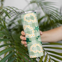 Aloha Hawaii Paniolo Mint Palaka Skinny Tumbler Coastal Rodeo - Polynesian Pride