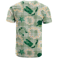 Aloha Hawaii Paniolo Mint Palaka T Shirt Coastal Rodeo - Polynesian Pride