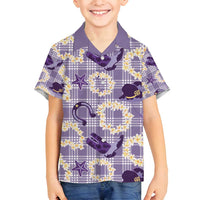 Aloha Hawaii Paniolo Lavender Palaka Family Matching Puletasi and Hawaiian Shirt Coastal Rodeo - Polynesian Pride