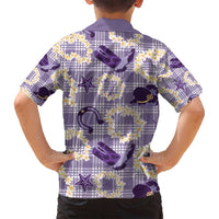 Aloha Hawaii Paniolo Lavender Palaka Family Matching Summer Maxi Dress and Hawaiian Shirt Coastal Rodeo - Polynesian Pride