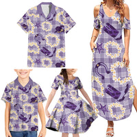 Aloha Hawaii Paniolo Lavender Palaka Family Matching Summer Maxi Dress and Hawaiian Shirt Coastal Rodeo - Polynesian Pride