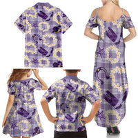 Aloha Hawaii Paniolo Lavender Palaka Family Matching Summer Maxi Dress and Hawaiian Shirt Coastal Rodeo - Polynesian Pride