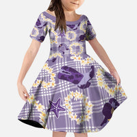 Aloha Hawaii Paniolo Lavender Palaka Kid Short Sleeve Dress Coastal Rodeo - Polynesian Pride