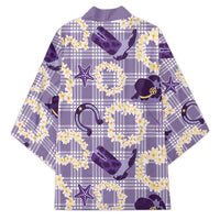 Aloha Hawaii Paniolo Lavender Palaka Kimono Coastal Rodeo - Polynesian Pride
