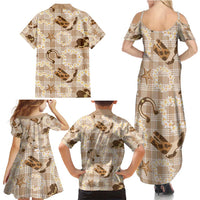 Aloha Hawaii Paniolo Khaki Palaka Family Matching Summer Maxi Dress and Hawaiian Shirt Coastal Rodeo - Polynesian Pride