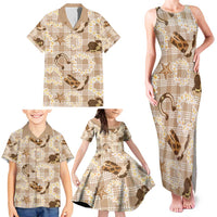 Aloha Hawaii Paniolo Khaki Palaka Family Matching Tank Maxi Dress and Hawaiian Shirt Coastal Rodeo - Polynesian Pride