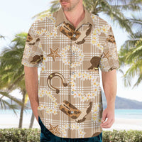 Aloha Hawaii Paniolo Khaki Palaka Hawaiian Shirt Coastal Rodeo - Polynesian Pride