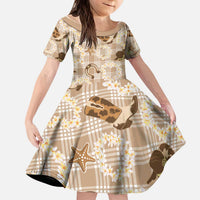 Aloha Hawaii Paniolo Khaki Palaka Kid Short Sleeve Dress Coastal Rodeo - Polynesian Pride