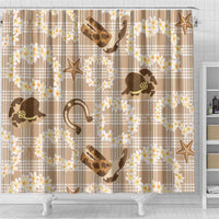 Aloha Hawaii Paniolo Khaki Palaka Shower Curtain Coastal Rodeo - Polynesian Pride