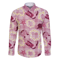 Aloha Hawaii Paniolo Lokelani Rose Palaka Family Matching Long Sleeve Bodycon Dress and Hawaiian Shirt Coastal Rodeo - Polynesian Pride