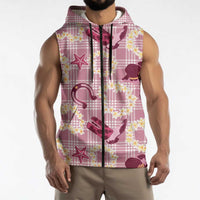 Aloha Hawaii Paniolo Lokelani Rose Palaka Sleeveless Zip Hoodie Coastal Rodeo LT7
