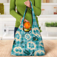Aloha Hawaii Paniolo Teal Palaka Grocery Bag Coastal Rodeo - Polynesian Pride