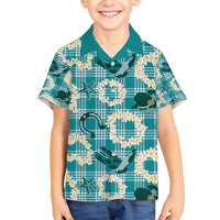 Aloha Hawaii Paniolo Teal Palaka Kid Hawaiian Shirt Coastal Rodeo - Polynesian Pride