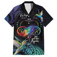 Polynesian Cancers Awareness Family Matching Long Sleeve Bodycon Dress and Hawaiian Shirt Hummingbird - Fly High Until We Meet Again LT7 Dad's Shirt - Short Sleeve Colorful - Polynesian Pride