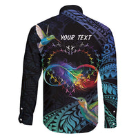 Polynesian Cancers Awareness Family Matching Long Sleeve Bodycon Dress and Hawaiian Shirt Hummingbird - Fly High Until We Meet Again LT7 - Polynesian Pride