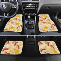 Beige Palaka Hawaii Aloha Car Mats Koi Pond Mix Ilima Flowers - Polynesian Pride
