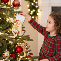 Beige Palaka Hawaii Aloha Christmas Stocking Koi Pond Mix Ilima Flowers - Polynesian Pride