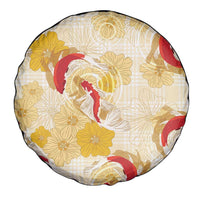 Beige Palaka Hawaii Aloha Spare Tire Cover Koi Pond Mix Ilima Flowers - Polynesian Pride
