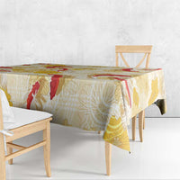 Beige Palaka Hawaii Aloha Tablecloth Koi Pond Mix Ilima Flowers - Polynesian Pride