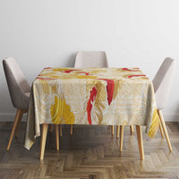 Beige Palaka Hawaii Aloha Tablecloth Koi Pond Mix Ilima Flowers - Polynesian Pride