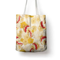 Beige Palaka Hawaii Aloha Tote Bag Koi Pond Mix Ilima Flowers - Polynesian Pride