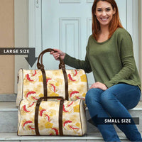 Beige Palaka Hawaii Aloha Travel Bag Koi Pond Mix Ilima Flowers - Polynesian Pride