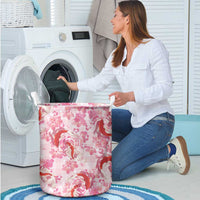Pink Palaka Hawaii Aloha Laundry Basket Koi Pond Mix Sakura - Polynesian Pride