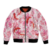 Pink Palaka Hawaii Aloha Bomber Jacket Koi Pond Mix Sakura - Polynesian Pride