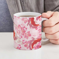 Pink Palaka Hawaii Aloha Ceramic Mug Koi Pond Mix Sakura - Polynesian Pride