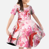 Pink Palaka Hawaii Aloha Family Matching Puletasi and Hawaiian Shirt Koi Pond Mix Sakura - Polynesian Pride