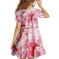 Pink Palaka Hawaii Aloha Family Matching Short Sleeve Bodycon Dress and Hawaiian Shirt Koi Pond Mix Sakura LT7 - Polynesian Pride