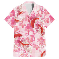 Pink Palaka Hawaii Aloha Family Matching Short Sleeve Bodycon Dress and Hawaiian Shirt Koi Pond Mix Sakura LT7 Dad's Shirt - Short Sleeve Pink - Polynesian Pride