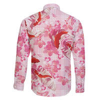 Pink Palaka Hawaii Aloha Family Matching Tank Maxi Dress and Hawaiian Shirt Koi Pond Mix Sakura LT7 - Polynesian Pride