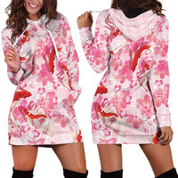 Pink Palaka Hawaii Aloha Hoodie Dress Koi Pond Mix Sakura - Polynesian Pride