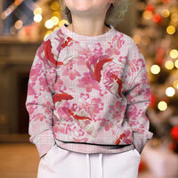 Pink Palaka Hawaii Aloha Kid Ugly Christmas Sweater Koi Pond Mix Sakura - Polynesian Pride