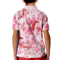 Pink Palaka Hawaii Aloha Kid Polo Shirt Koi Pond Mix Sakura - Polynesian Pride