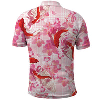 Pink Palaka Hawaii Aloha Polo Shirt Koi Pond Mix Sakura - Polynesian Pride